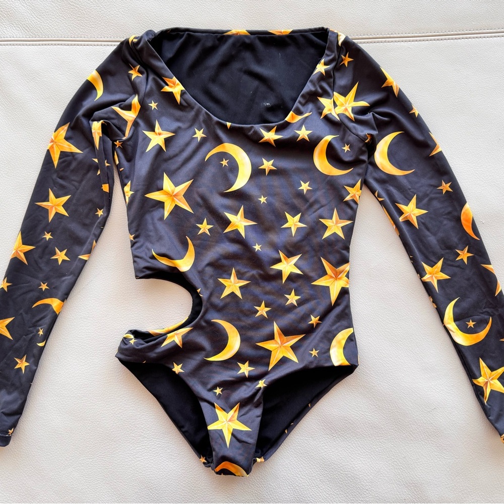 Girl's SUBMARINE One Piece Rashguard Swimsuit w/ Stars Size 8